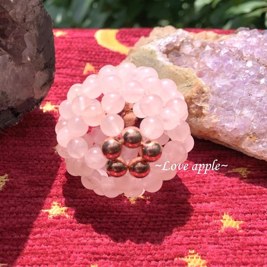 神聖幾何学バッキーボール(フラーレン)天然ローズクオーツA+ﾋﾟﾝｸｺﾞｰﾙﾄﾞﾍﾏﾀｲﾄ6ﾐﾘ使用